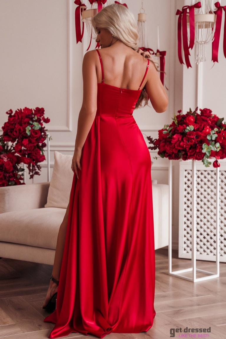 Sarkana satīna Maxi kleita Dorothea