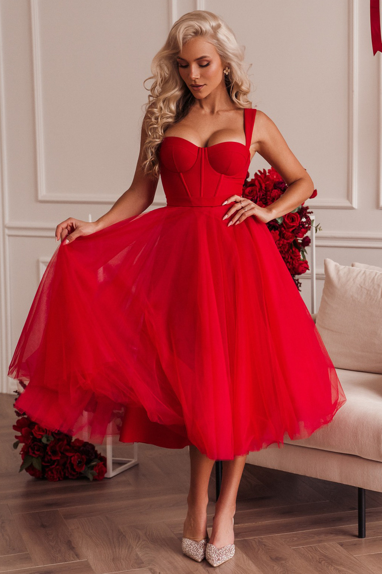 Sarkana tilla kleita ar korseti Katriina