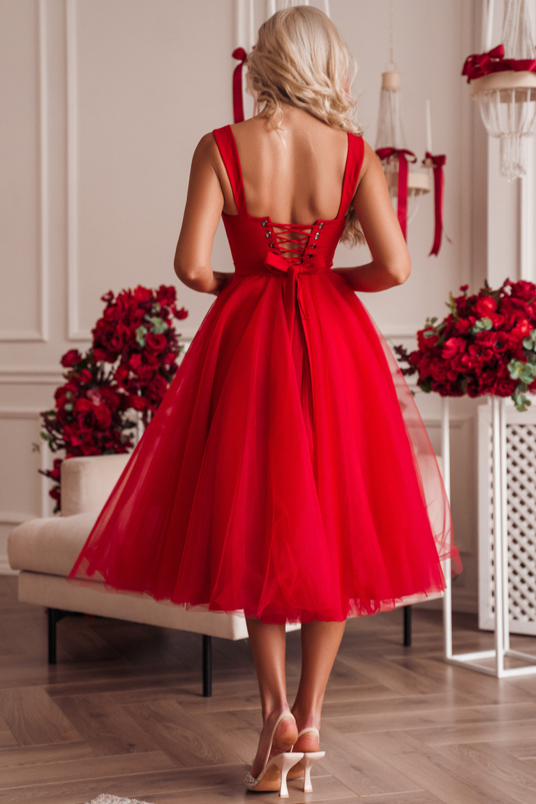 Sarkana tilla kleita ar korseti Katriina