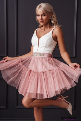 Pelnu rozā un baltā izlaiduma kleita Lauren