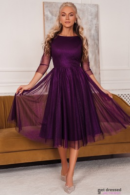 Plūmju krāsas izlaiduma kleita Nele