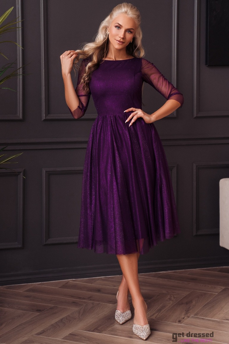 Plūmju krāsas izlaiduma kleita Nele