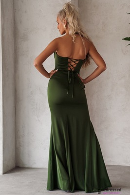 Khaki satīna maksi kleita Naomi