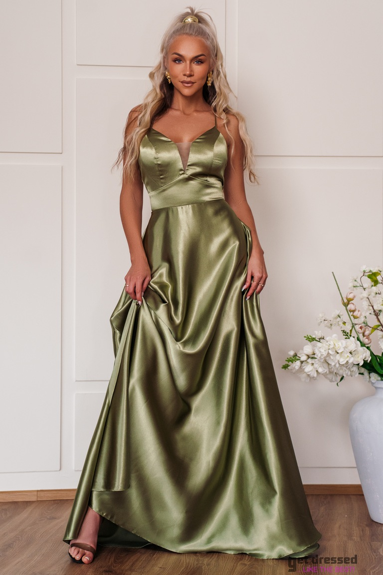 Olīvzaļa maksikleita Simona