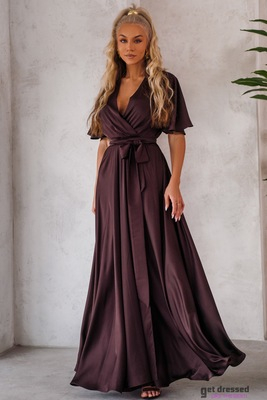 Brūna satīna maksi kleita Zeynep