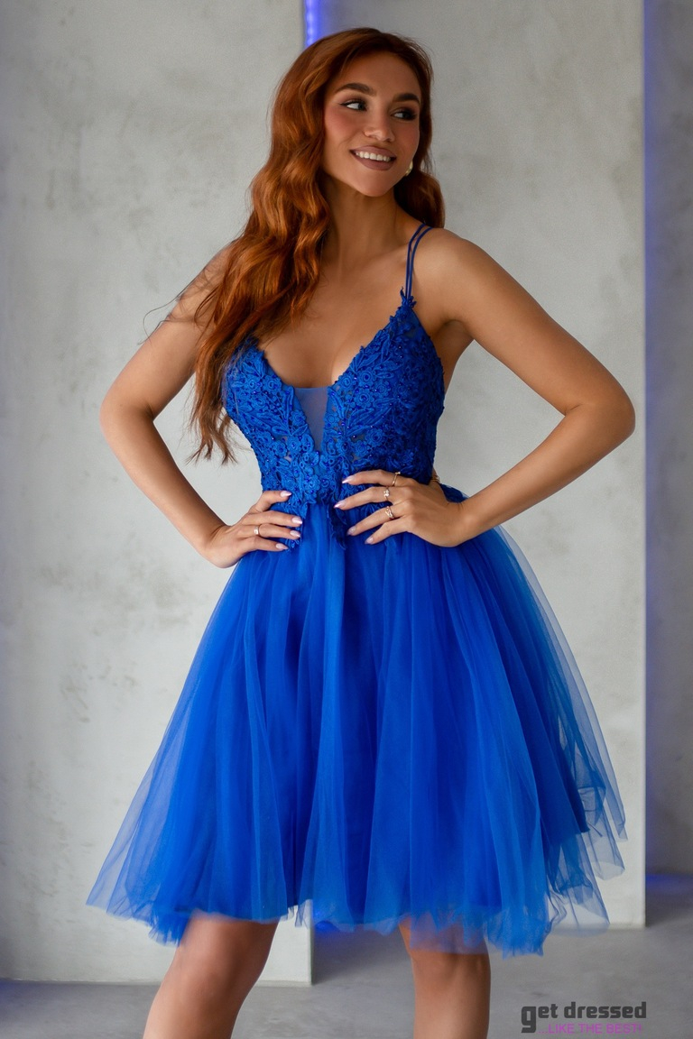 Elektriski zila izlaiduma kleita Leanika