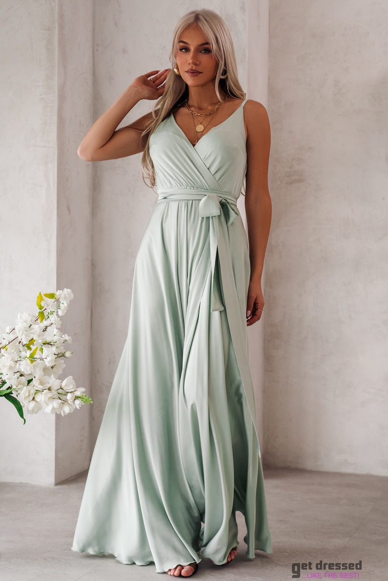 Salvezaļas krāsas maxi kleita Franky