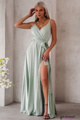 Salvezaļas krāsas maxi kleita Franky