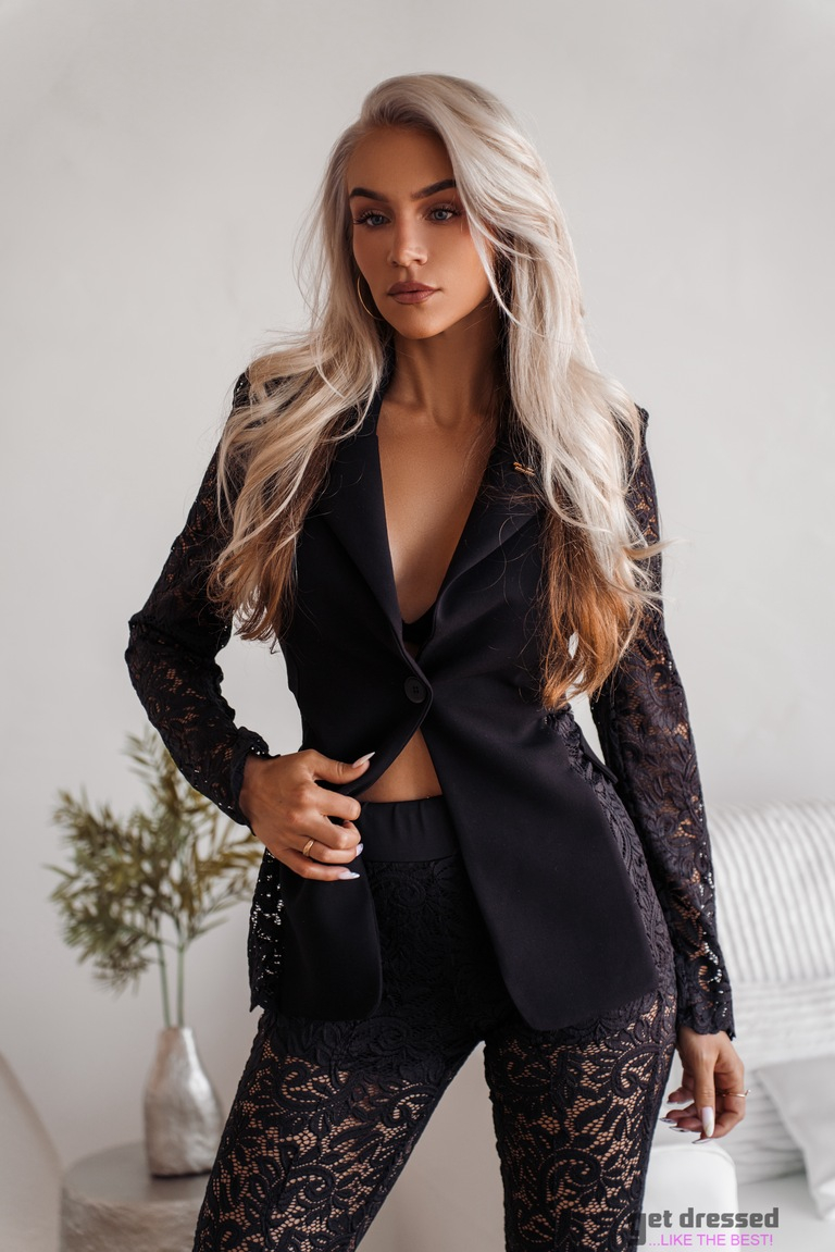 Sieviešu melns mežģīņu kostīms