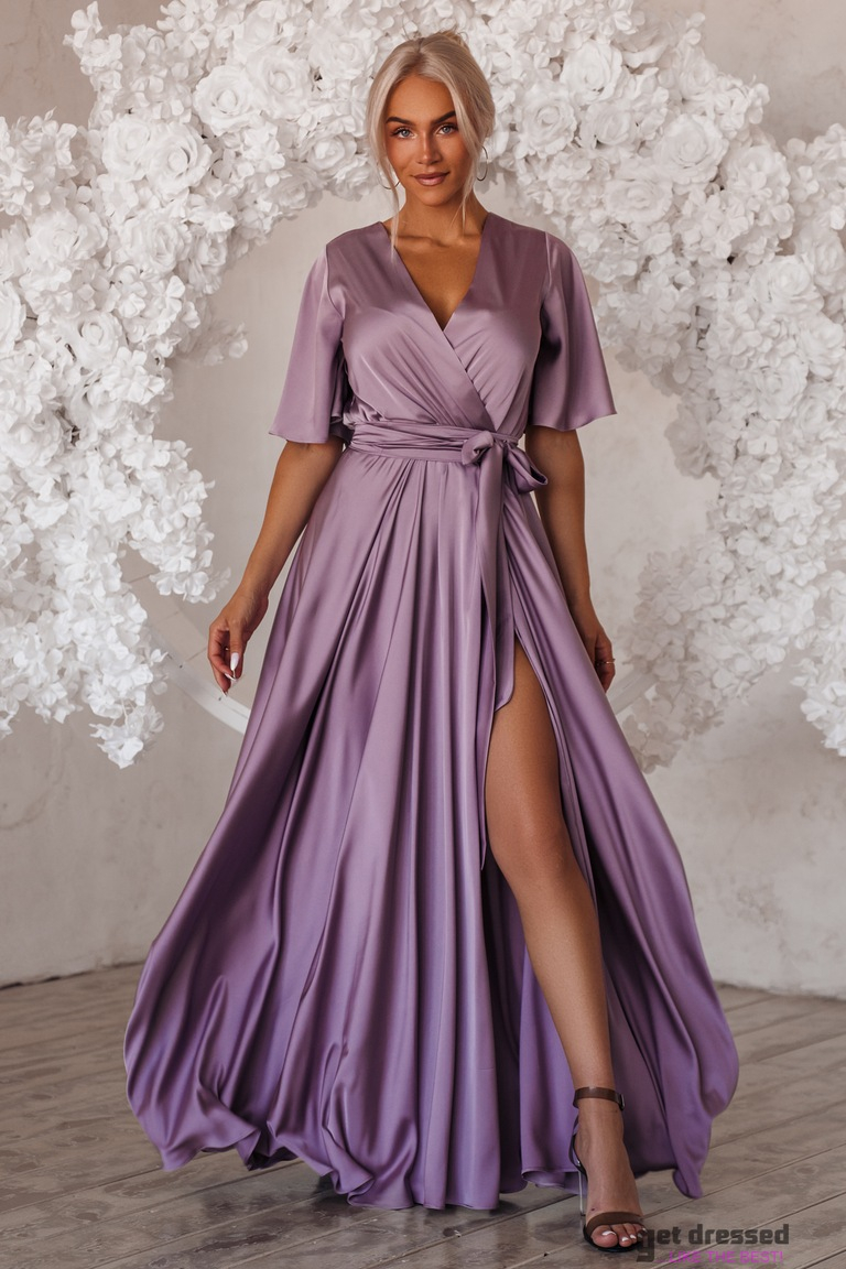 Pelnu purpura satīna maksi kleita Zeynep