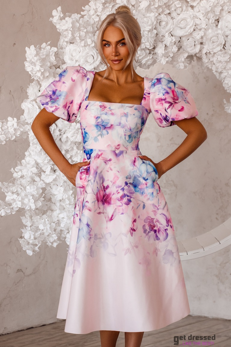 Ziedu raksta vidēja garuma kleita Cynthia