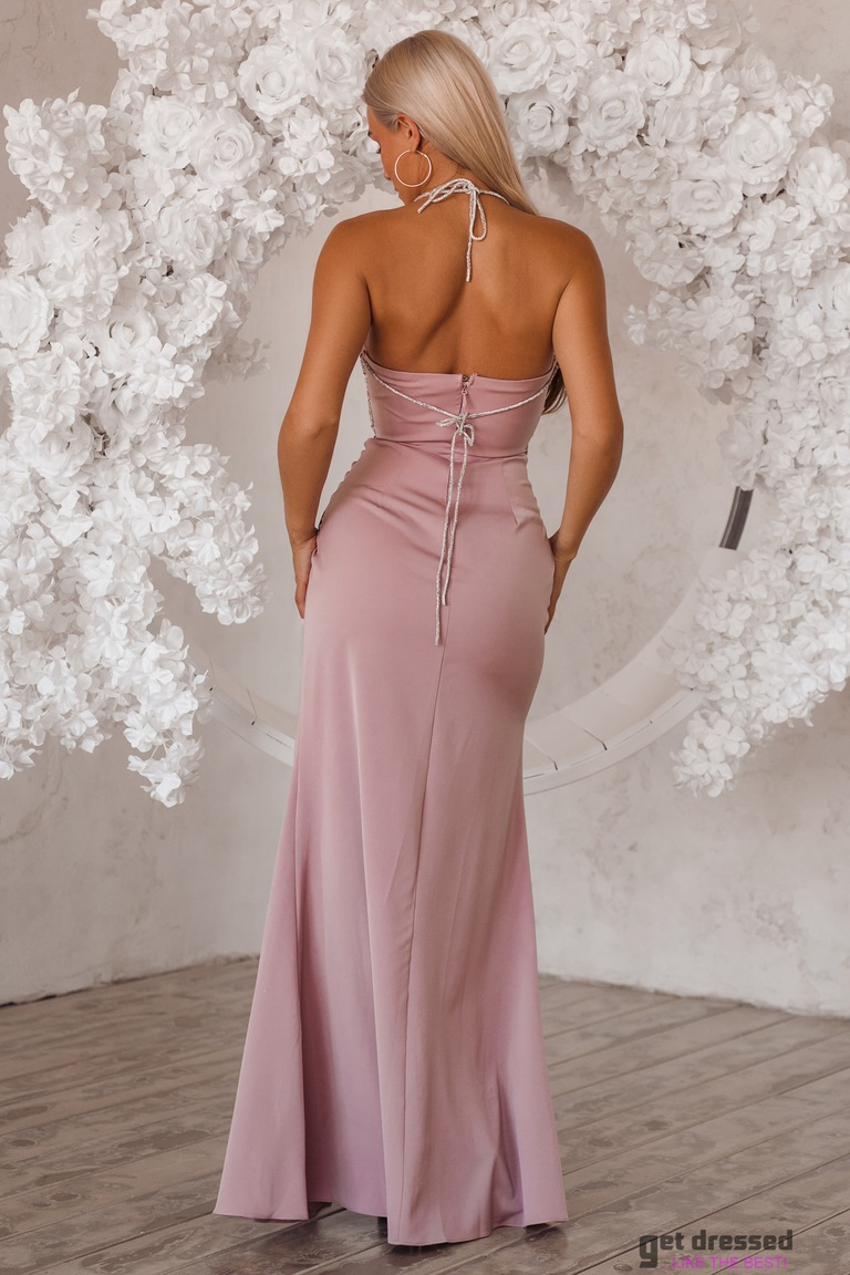 Pelēkrozā maksi kleita Beatrice