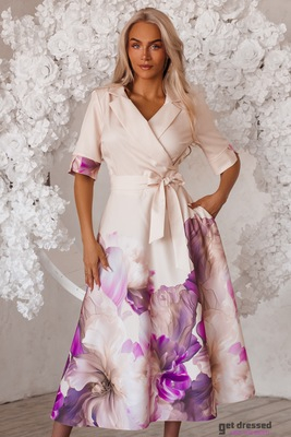 Bēšs kleita ar ziedainu svārku daļu Bonnie