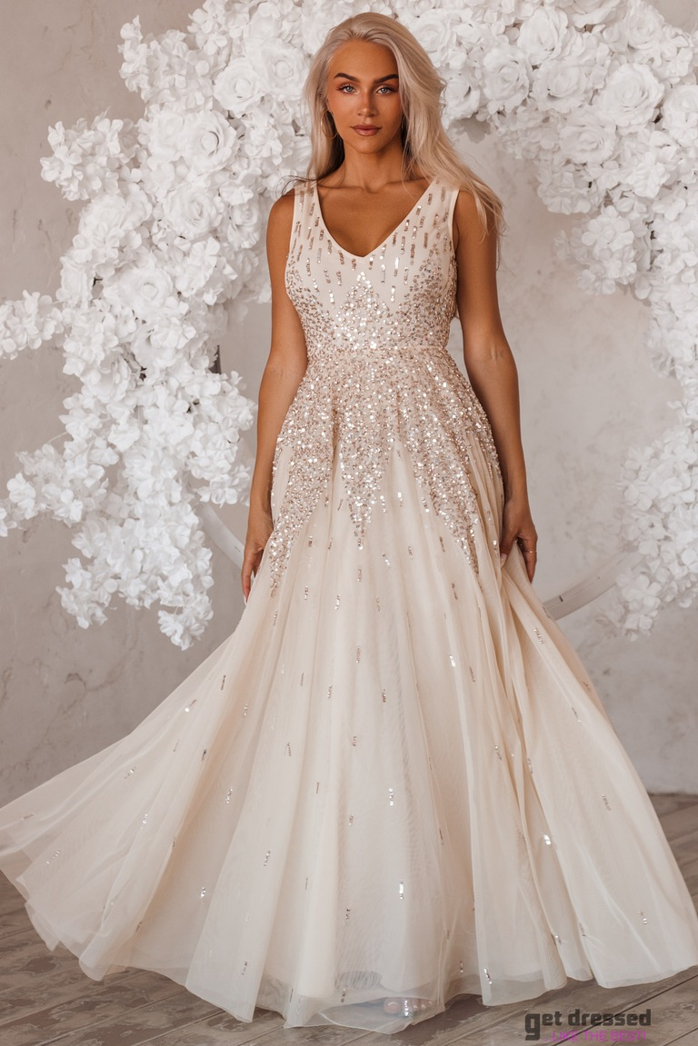 Ziloņkaula krāsas maksi kleita Mila