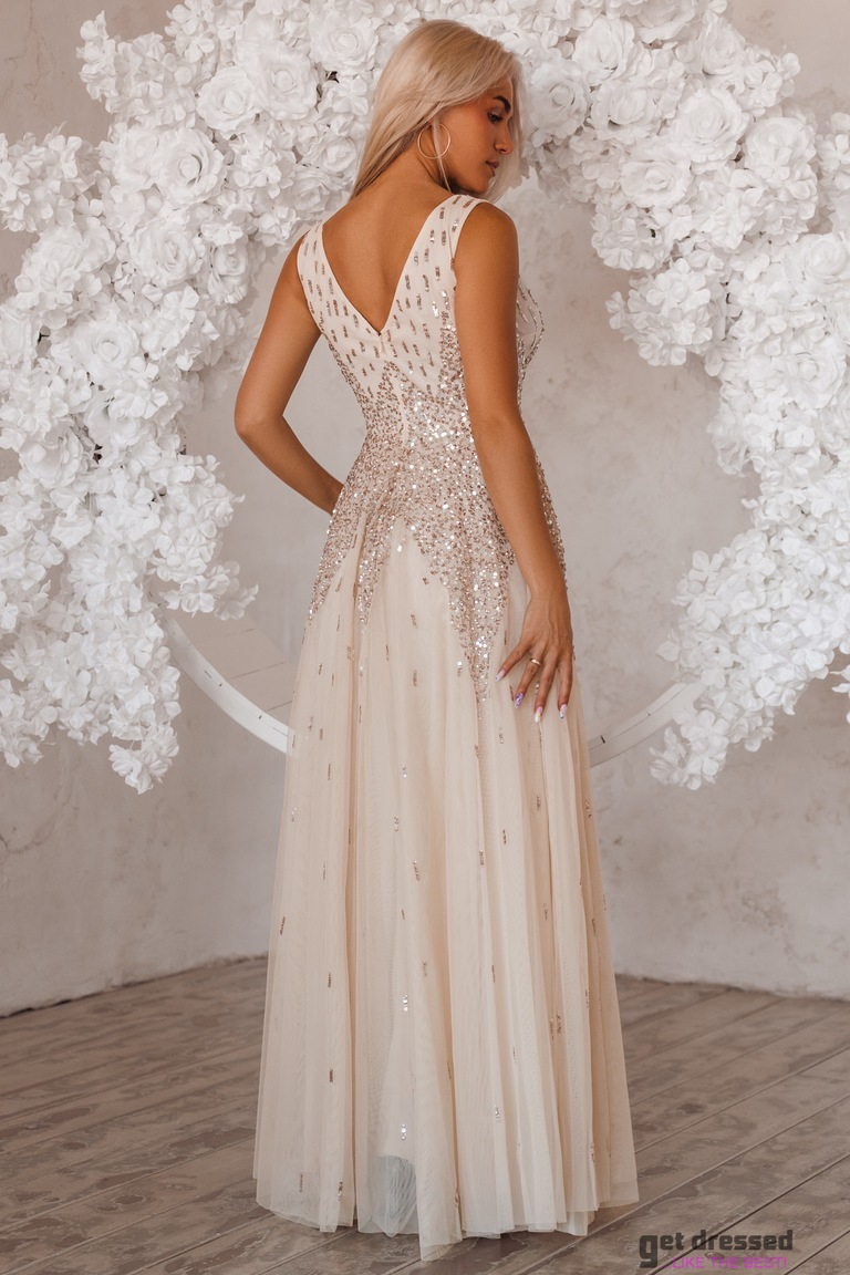 Ziloņkaula krāsas maksi kleita Mila