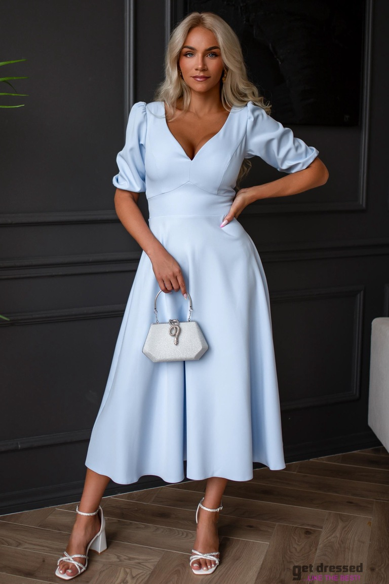 Gaiši zila vidēja garuma kleita Esty