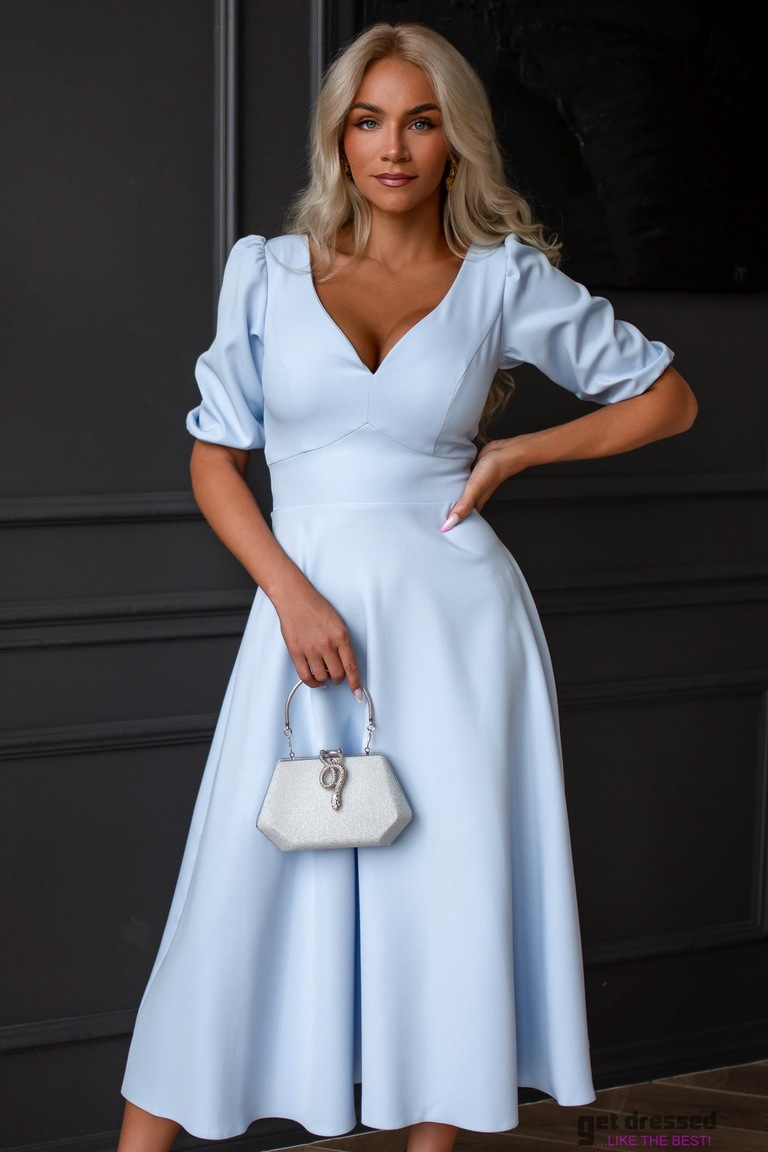 Gaiši zila vidēja garuma kleita Esty