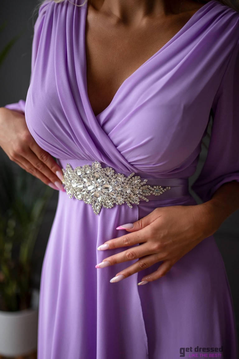 Lavandas krāsas kristālu josta