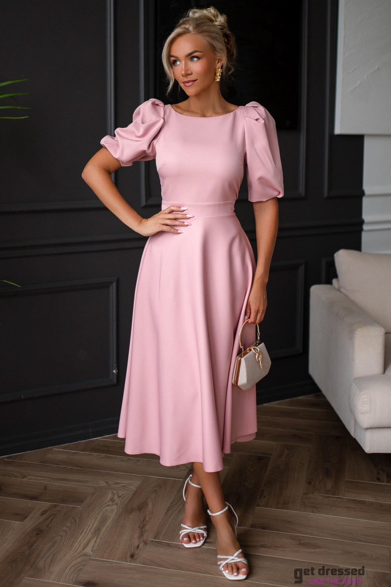 Maigi rozā vidēja garuma kleita Deborah