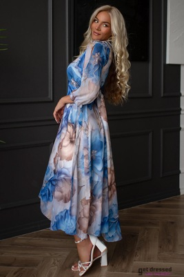 Zilā un brūnā ietīšanas kleita Azize