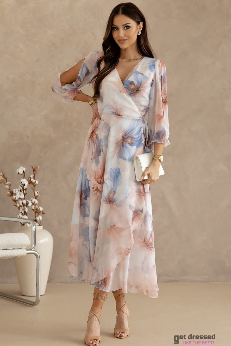 Azize ietīšanas kleita bēšos toņos