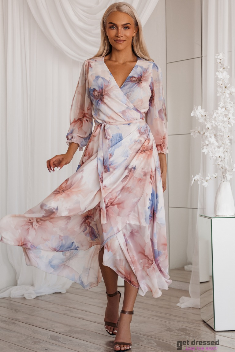 Azize ietīšanas kleita bēšos toņos