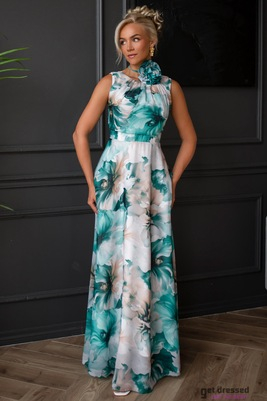 Zaļa ziedu raksta maksikleita Angela