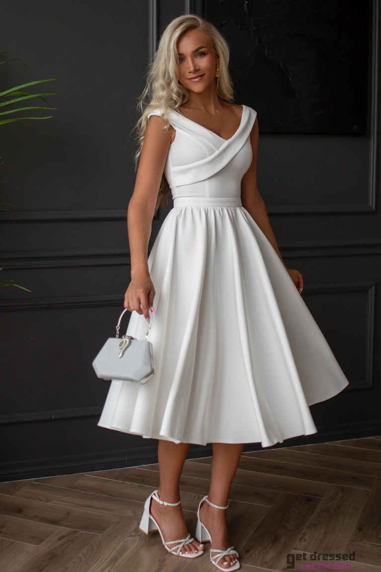 Baltā Midi kleita Nadia