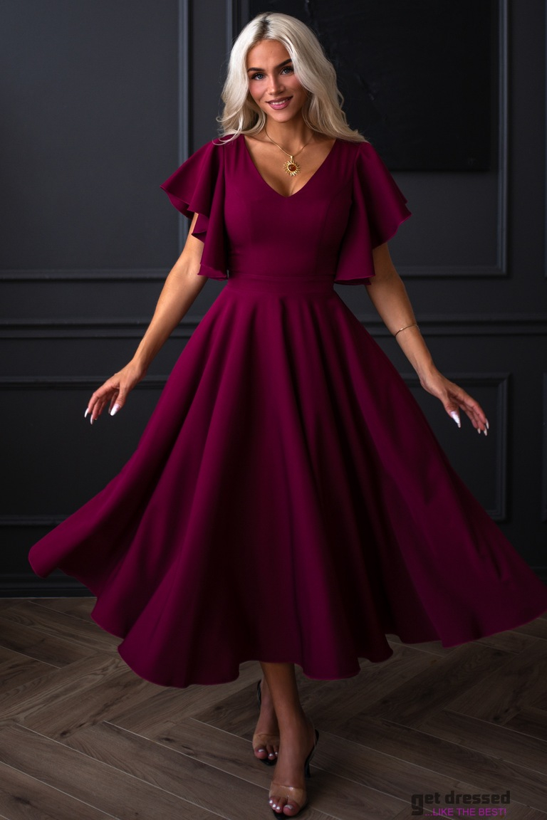 Tumši sarkana midi kleita Loreen