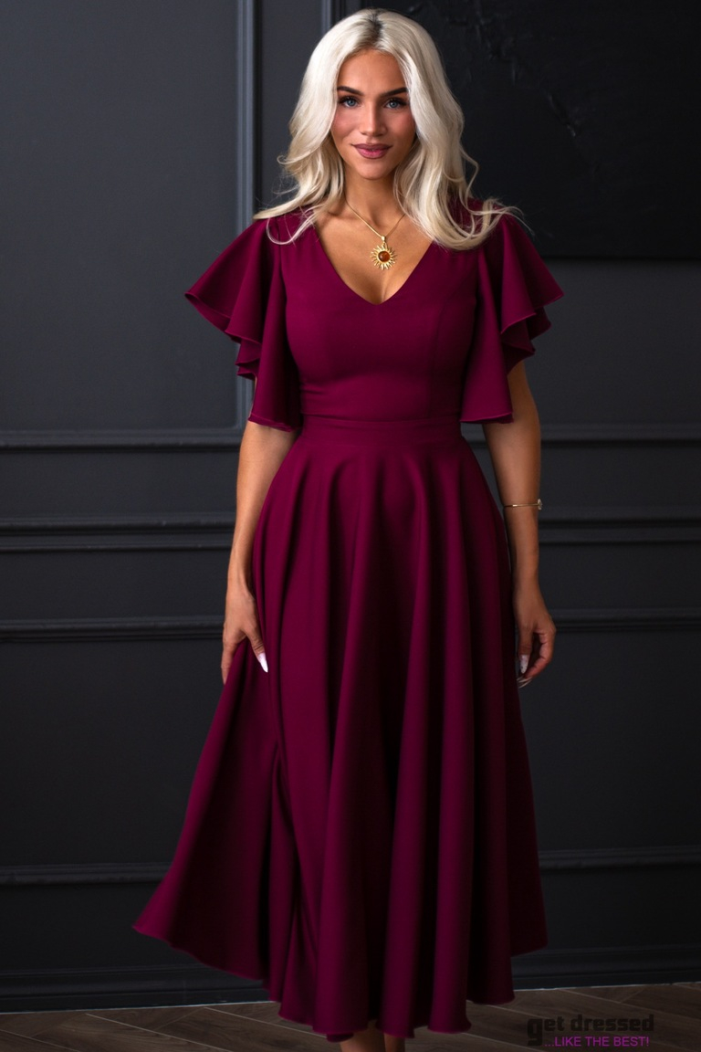 Tumši sarkana midi kleita Loreen