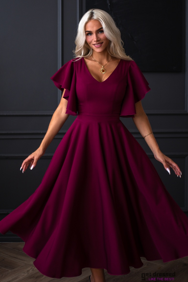 Tumši sarkana midi kleita Loreen