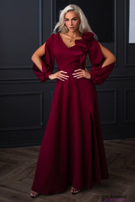 Tumši sarkana maxi kleita Elisabeth