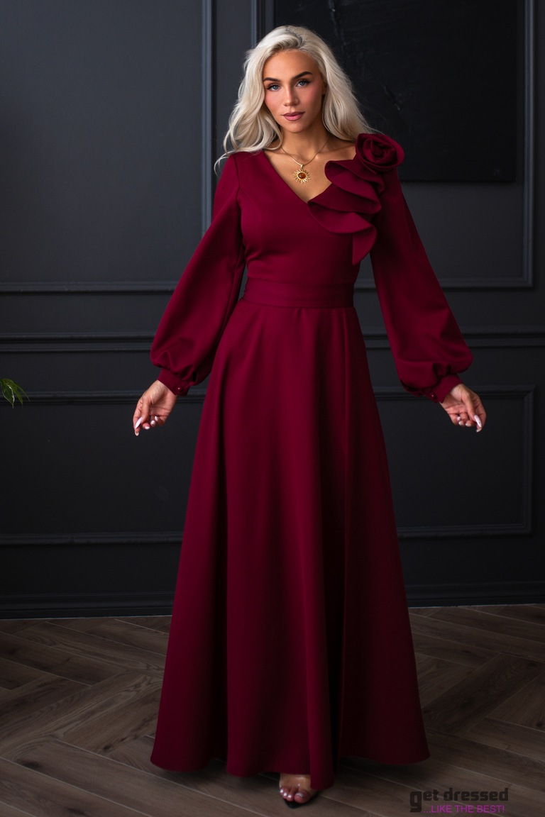 Tumši sarkana maxi kleita Elisabeth