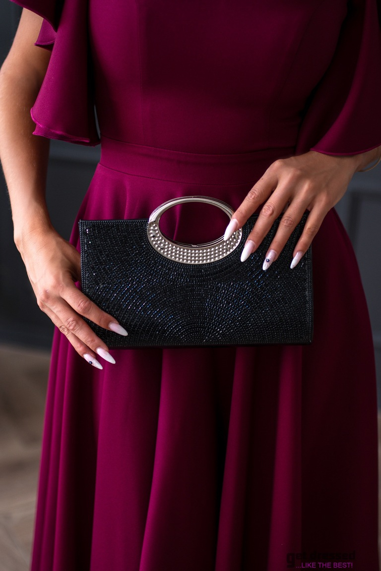 Black clutch bag with a clasp