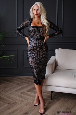 Melna fliteru auduma midikleita Rolanda