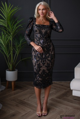 Melna fliteru kleita Rosa