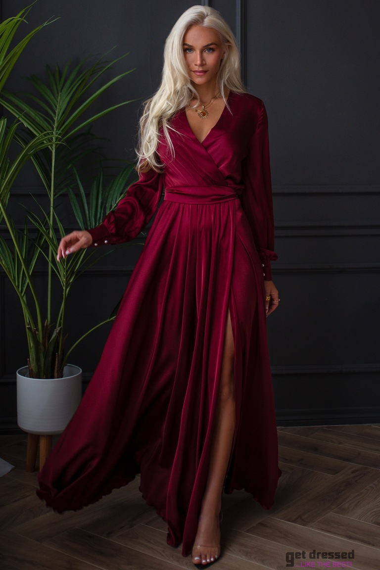 Tum?i sarkana sat?na gar? kleita Anzela