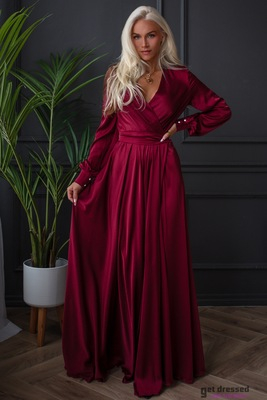 Tum?i sarkana sat?na gar? kleita Anzela