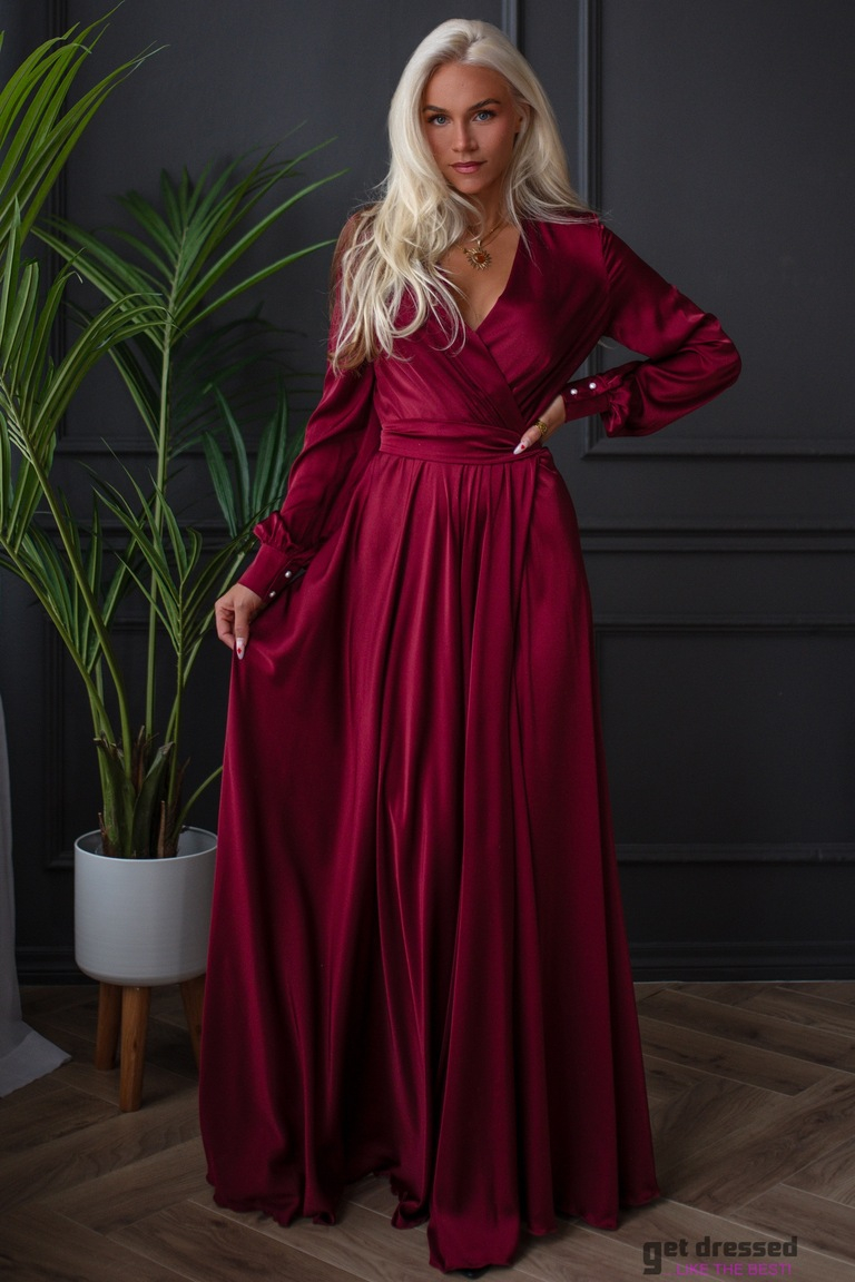 Tum?i sarkana sat?na gar? kleita Anzela