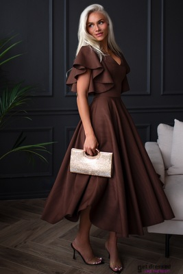 Chocolate brown midi dress Loreen