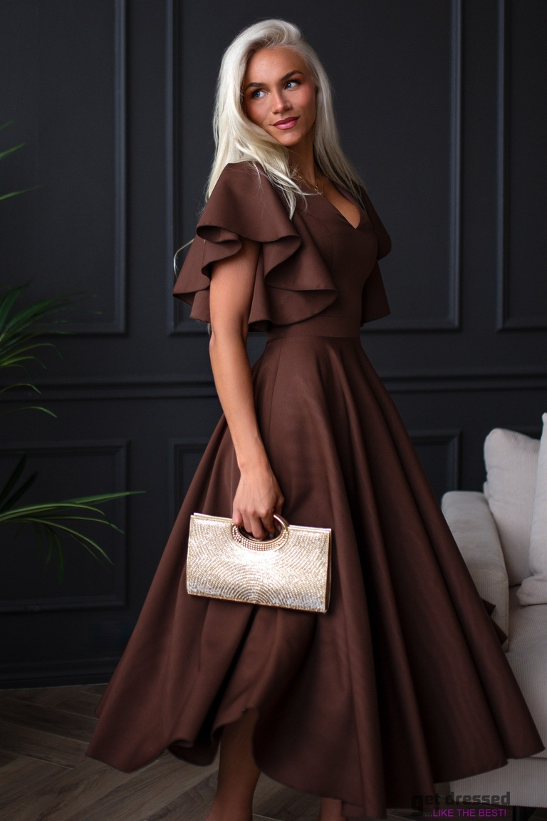 Chocolate brown midi dress Loreen