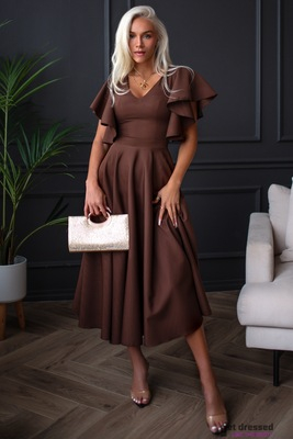Chocolate brown midi dress Loreen