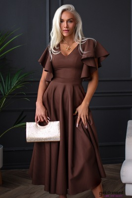 Chocolate brown midi dress Loreen