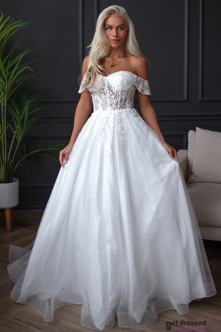 Valge pulmakleit Lucia