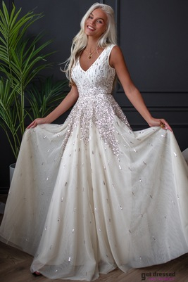 Ziloņkaula krāsas maksi kleita Mila