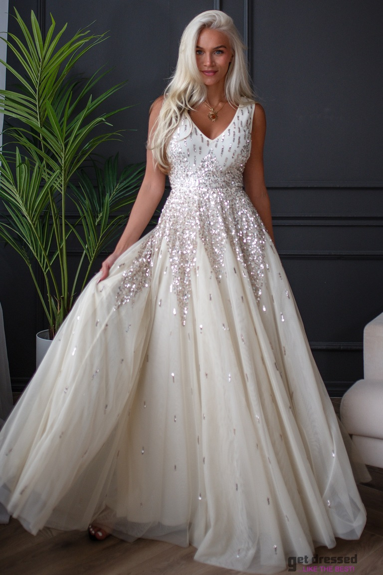 Ziloņkaula krāsas maksi kleita Mila