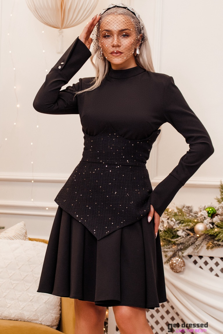 Melna divdaļīga kleita Liz