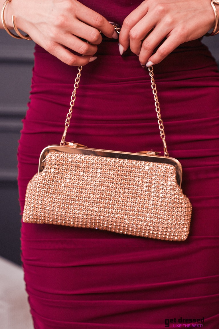 Zelta clutch soma ar kristāliņiem