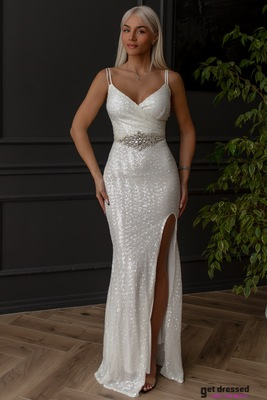 Spīdīga kleita Hayley – Ziloņkaula tonis