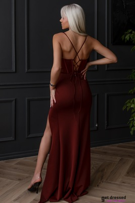 Svētku kleita Deren – kastaņsarkana